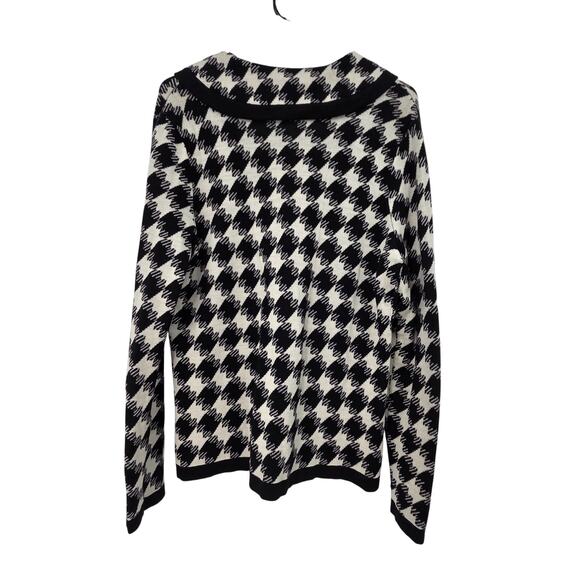 PENDLETON LARGE MERINO WOOL HOUNDSTOOTH BUTTON UP LONG SLEEVE CARDIGAN - Picture 2 of 5